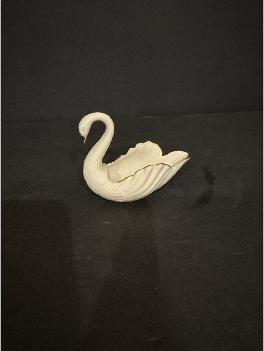 Lenox Swan “To The Bride” 24k Gold Trinket Ring Dish Cake Topper 1997 3.5” L
